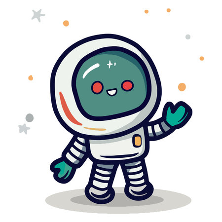 Cute Cartoon space set of astronaut isolated on a  background , Astronaut Character Set. Cartoon spaceman. Cosmonautのイラスト素材