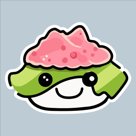 Illustration of a kawaii sushi character with a smile.のイラスト素材