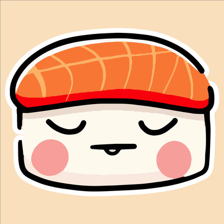 Kawaii sushi icon in cartoon style. Vector illustration. Japanese food.のイラスト素材