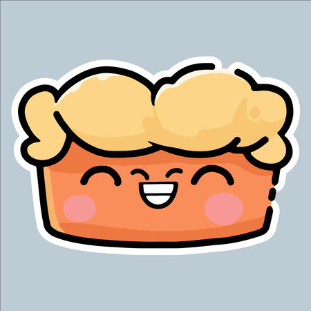 Cute cartoon vector illustration of a cake character with happy face.のイラスト素材