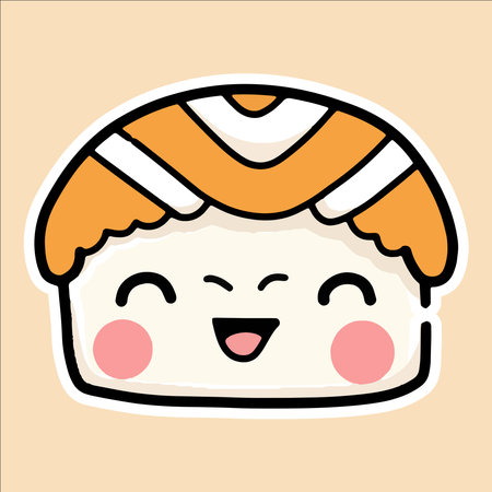 Kawaii sushi line icon. Japanese food, vector illustration.のイラスト素材