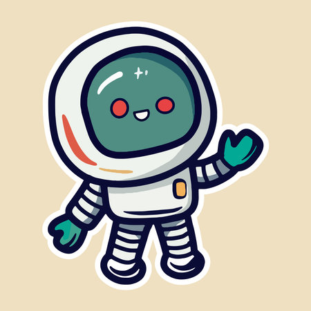 Cute Cartoon space set of astronaut isolated on a  background , Cartoon spaceman, cute patch sticker isolated.PNGのイラスト素材