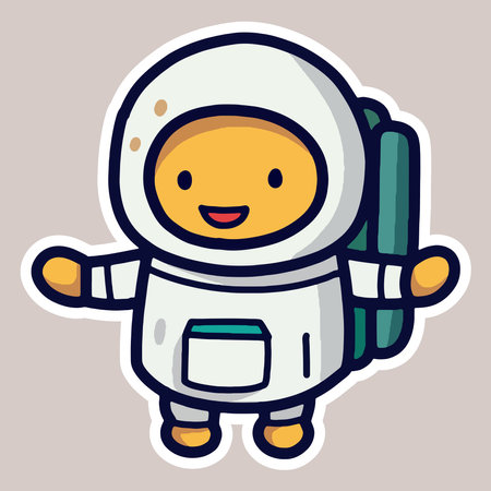 Cute Cartoon space set of astronaut isolated on a  background , Cartoon spaceman, cute patch sticker isolated.PNGのイラスト素材