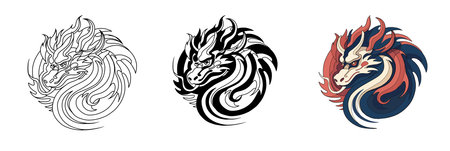 Chinese New Year 2024, year of the Dragon. Chinese zodiac dragon in  flat modern style , isolated background vector, Translate Happy New Yearのイラスト素材