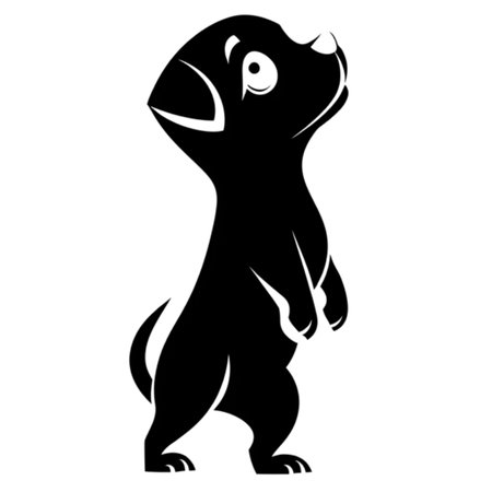 A Cute cartoon dog standing on its hind legs with curious expression. This playful character embodies joy and innocence, making it perfect for various creative projectsのイラスト素材