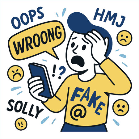 A surprised character holding phone, expressing shock and regret over mistakeのイラスト素材