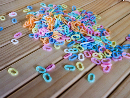 Pastel multi color of plastic chains texture. Abstract background.toys concept for recreation