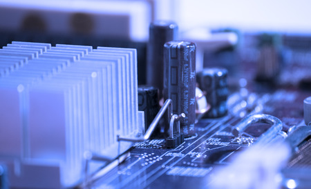 Motherboard closeup in Blue Coloredの写真素材
