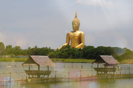 Big Golden Buddha Statue at Wat Muang, Ang Thong Province, thailand : The world biggest buddha statue high 95 metresの写真素材