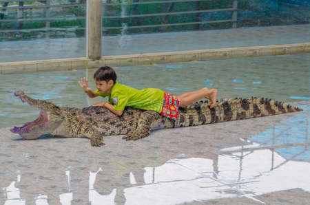 Crocodile Show at Chiang Rai Farmのeditorial素材