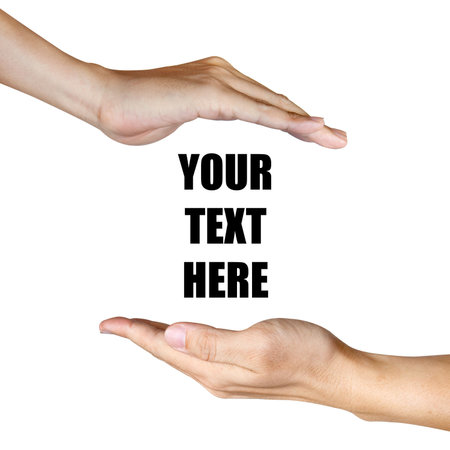 two hand between textの写真素材