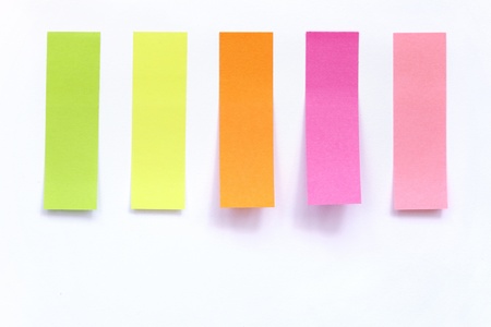 colored index paper stick on white isolated の写真素材