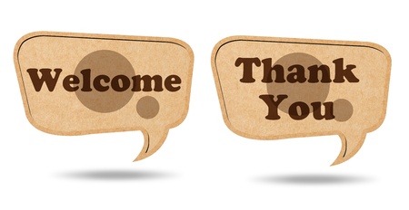Welcome and Thank you on Recycle Paper bubbles の写真素材