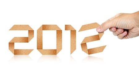 Human Hand Fill Year 2012 Origami Paper isolatedの写真素材