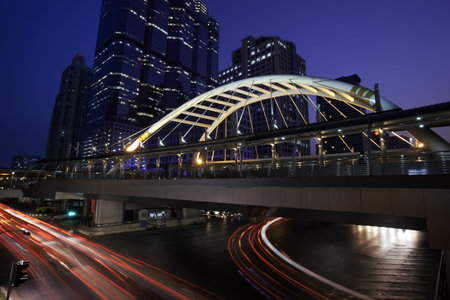 traffic in urban city at night