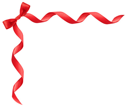 red ribbon frame on white backgroundの写真素材