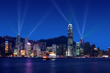 Symphony of lights at Victoria Harbor, Hong kongの写真素材