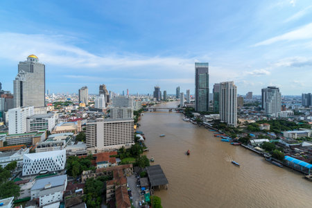 Aerial View over the river of Bangkok, Thailandのeditorial素材