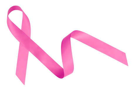 Pink ribbon awareness isolated on white backgroundの写真素材