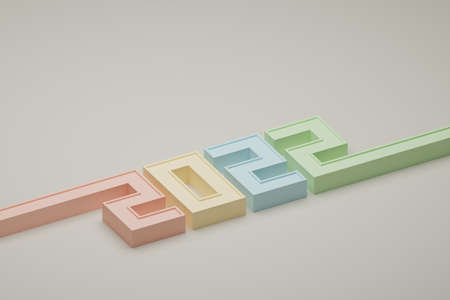 Year 2022 Text Design,3D illustrationの写真素材