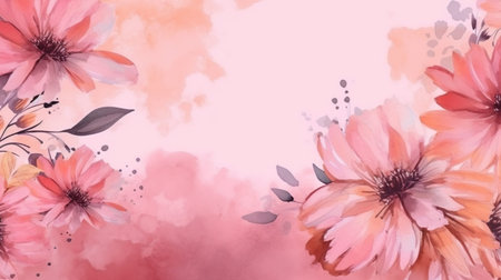 Watercolor floral background. Hand painted flowers on watercolor background.の素材