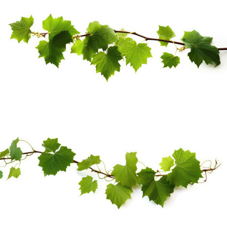 Green Grape leaves Isolated on white background.の素材