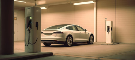 EV car in EV Station, green living conceptの素材
