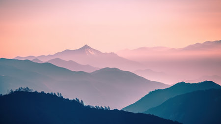 Beautiful mountain landscape in the morning. Sunrise over the mountains.の素材