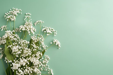 Bouquet of lily of the valley flowers on green backgroundの素材