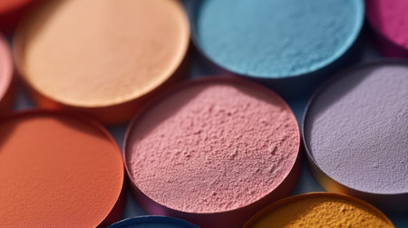 Colorful eyeshadow palette close-up. Cosmetic background.の素材