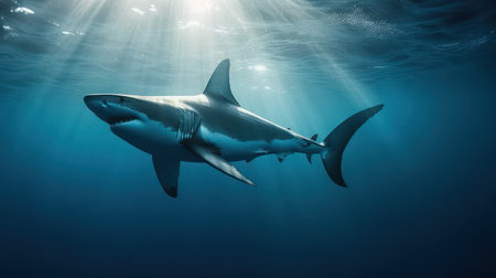 Great White Shark in the Oceanの素材