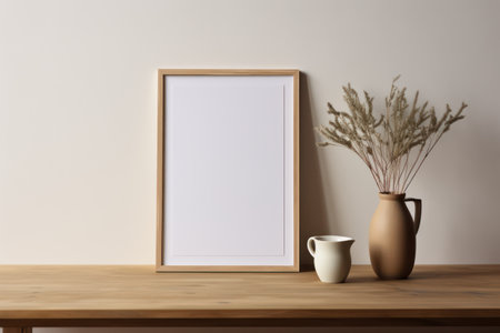 Mock up poster frame in interior backgroundの素材