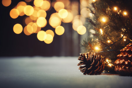 Christmas and New Year holidays background with bokeh defocused lightsの素材