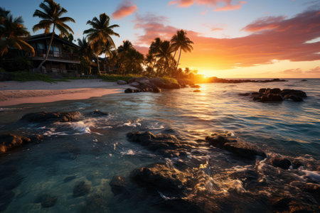 Beautiful sunset on the beach.の素材