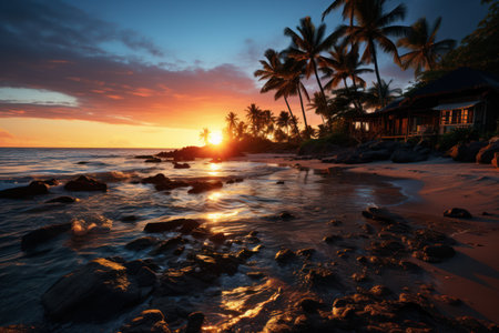 Beautiful sunset on the beach.の素材