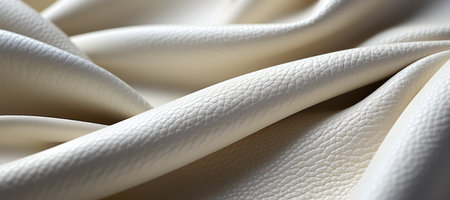 Close up of white leather texture background. Macro image. Soft focus.の素材