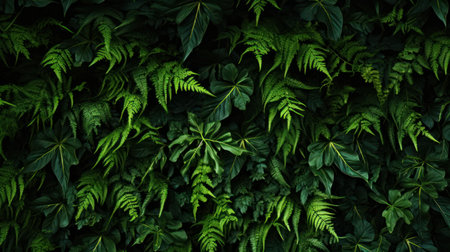 Green fern leaves background. Nature green leaf background. Leaf texture.の素材