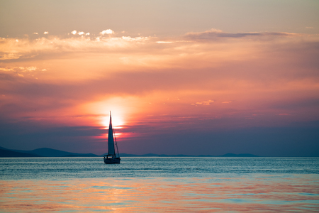 Beautiful sunset time in Zadar, Croatiaの写真素材