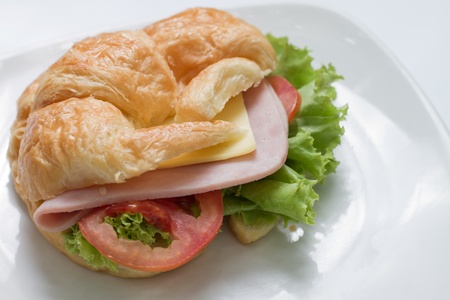 croissant ham cheese sandwichの写真素材