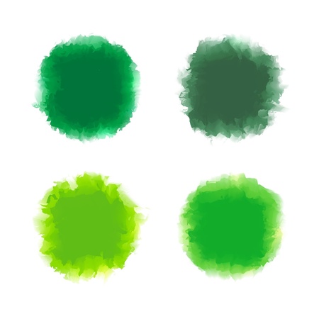 Set of green tone water color drop for brush, textbox, background, design elementのイラスト素材