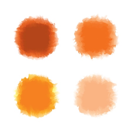 Set of orange tone water color drop for brush, textbox, background, design elementのイラスト素材