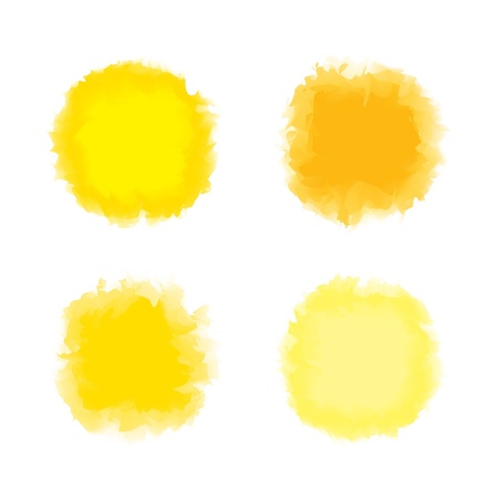 Set of yellow tone water color drop for brush, textbox, background, design elementのイラスト素材