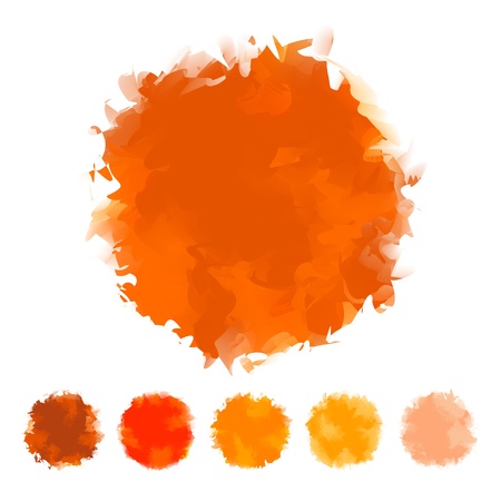 Set of orange tone water color round shape design for brush, textbox, design element, VECTOR EPS10のイラスト素材