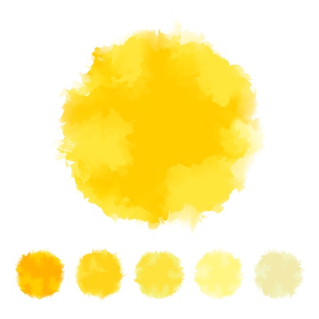 Set of yellow tone water color round shape design for brush, textbox, design element, VECTOR EPS10のイラスト素材