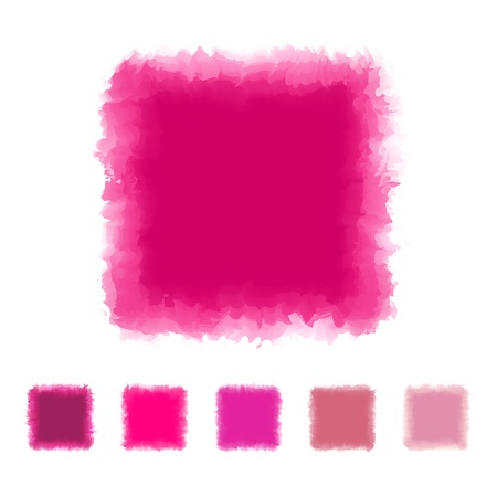Set of pink tone watercolor square shape design for brush, textbox, design element, VECTOR EPS10のイラスト素材