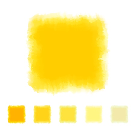 Set of yellow tone watercolor square shape design for brush, textbox, design element, VECTOR EPS10のイラスト素材