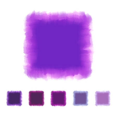 Set of purple or violet tone watercolor square shape design for brush, textbox, design element, VECTOR EPS10のイラスト素材