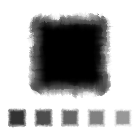 Set of black and grey tone watercolor square shape design for brush, textbox, design element, VECTOR EPS10のイラスト素材