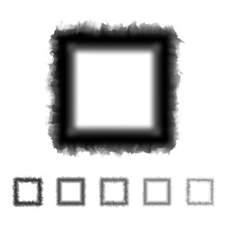 Set of black and grey tone watercolor square frameのイラスト素材