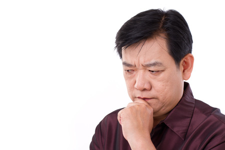 stressful man thinkingの写真素材